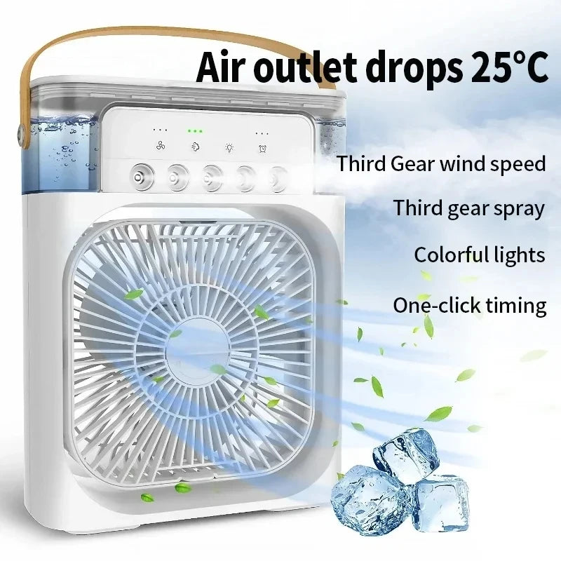 Mini Ventilateur Rafraîcheur d'Air 3-en-1 avec Brumisation