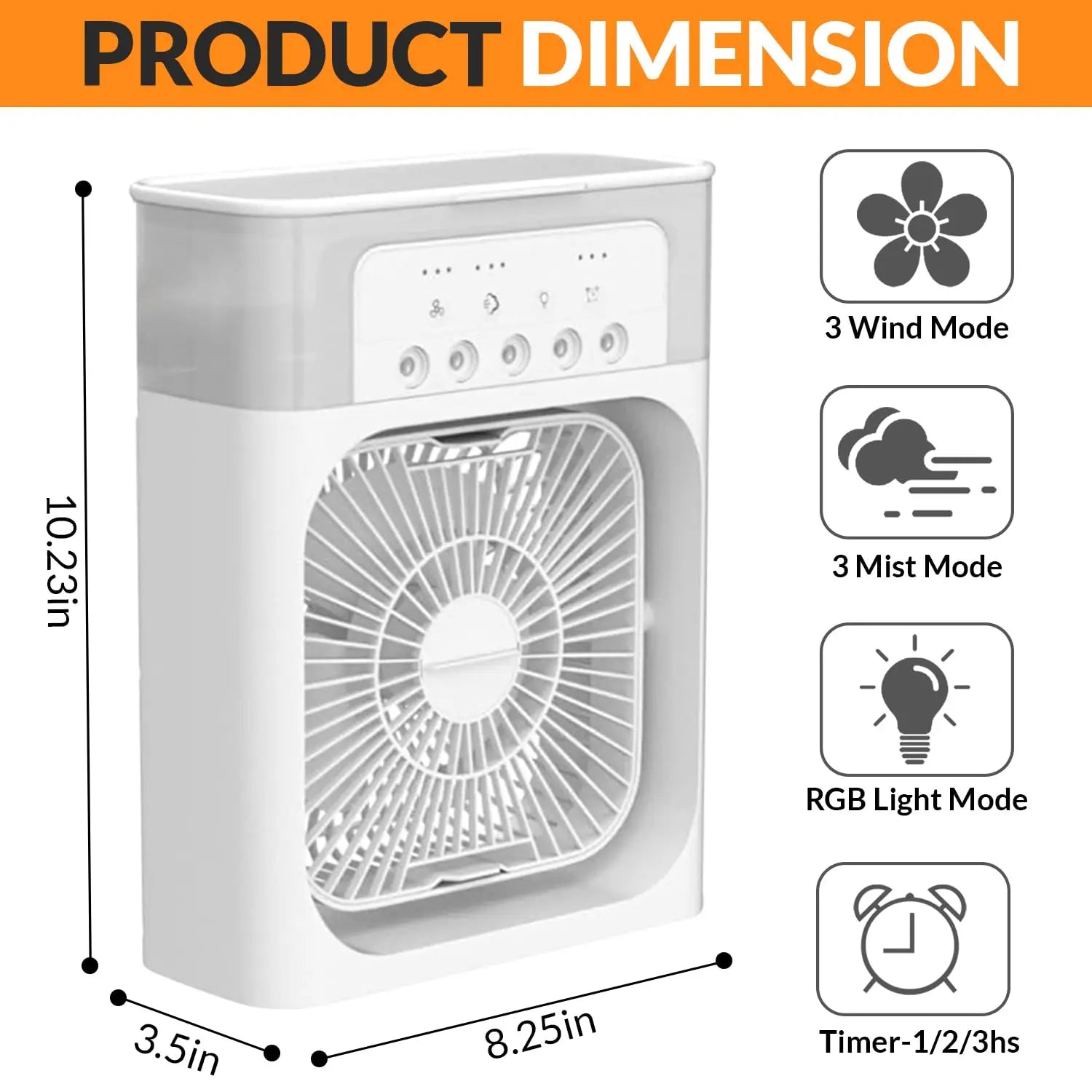 Mini Ventilateur Rafraîcheur d'Air 3-en-1 avec Brumisation