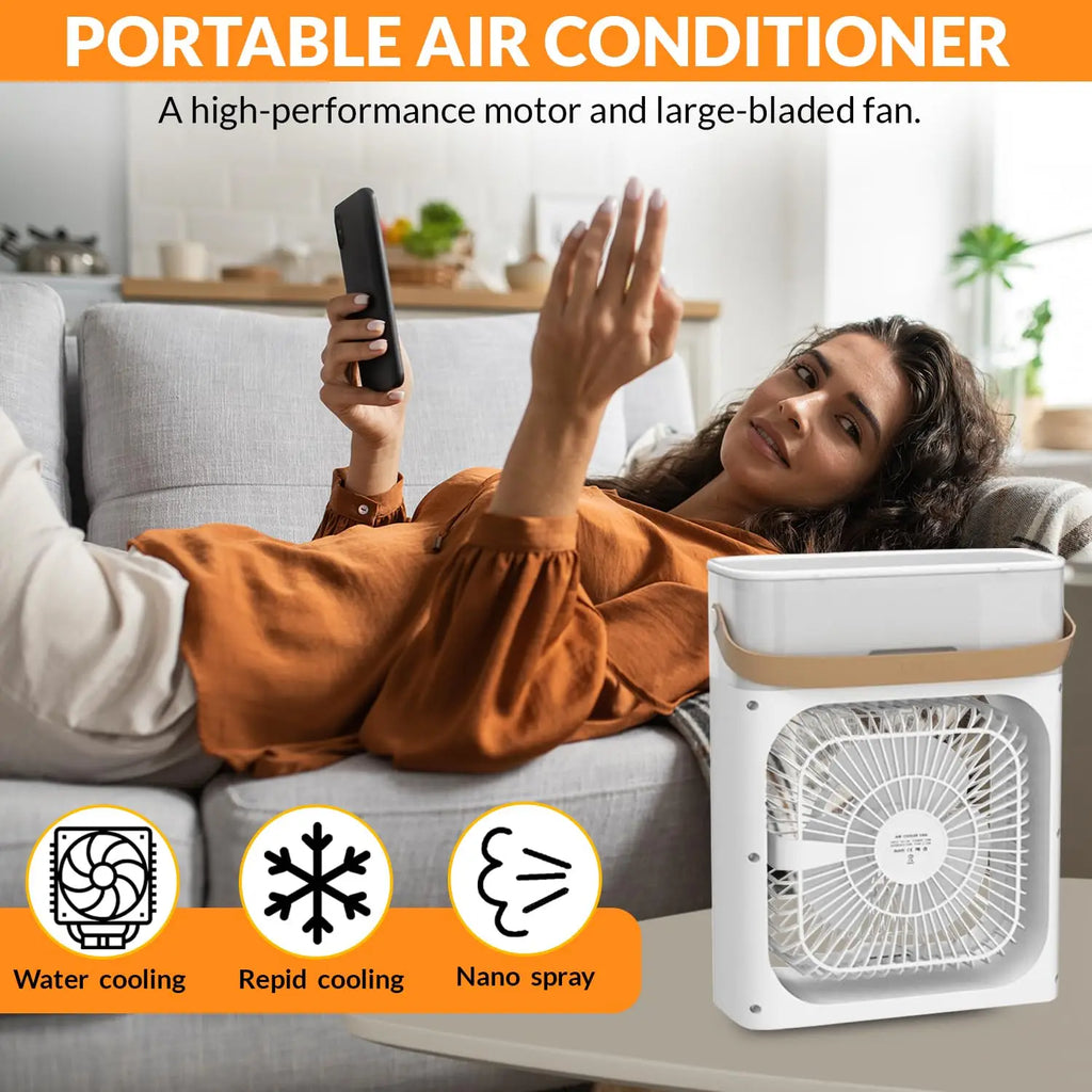 Mini Ventilateur Rafraîcheur d'Air 3-en-1 avec Brumisation